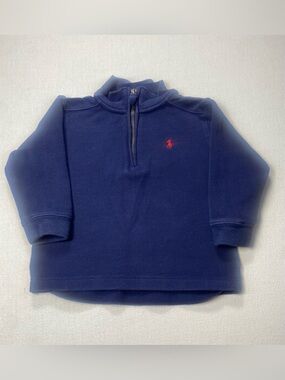 Ralph Lauren Navy Half-Zip Kids Sweatshirt with Red Pony. See description.